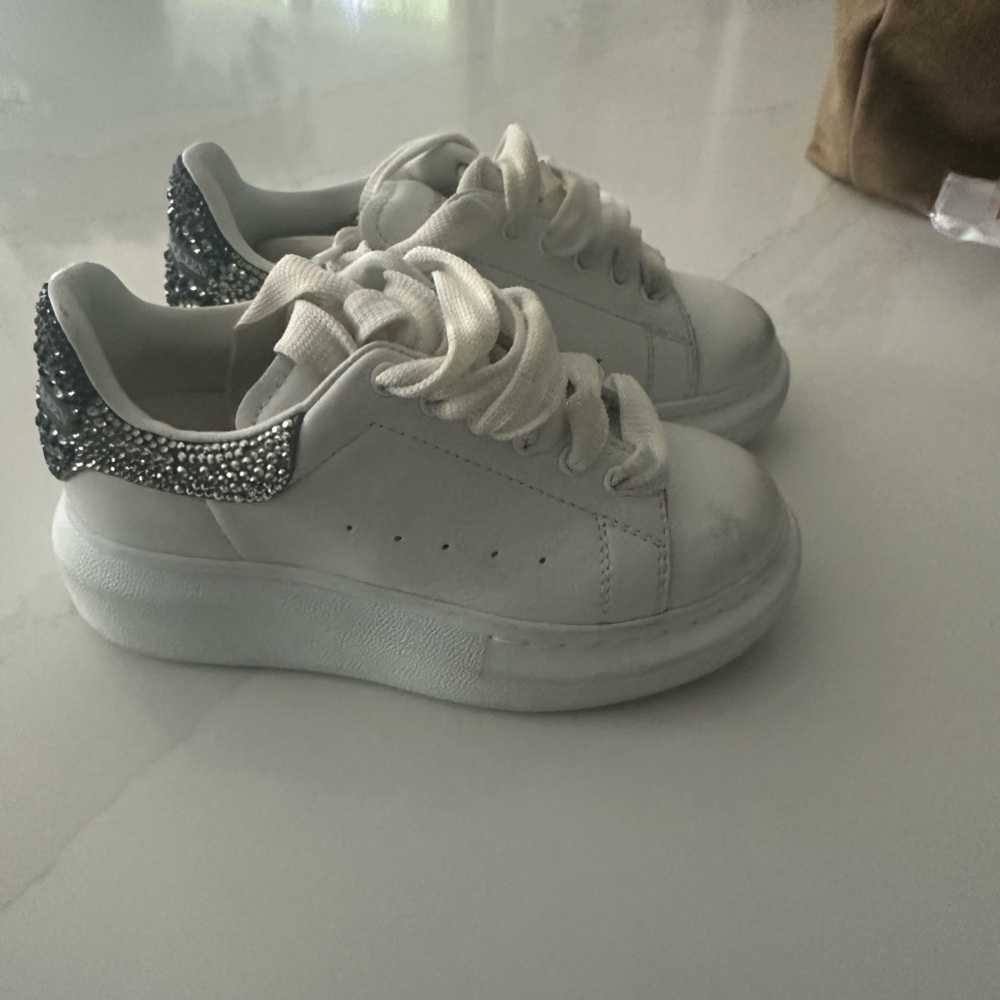 Alexander McQueen Black and White Crystal Sneakers - Picture 3 of 4